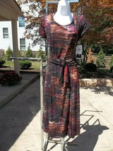 NWT PERCEPTIONS  FAB BURGENDY, BLACK PRINT KNIT DRESS 14 - $24.99