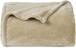 Phf Ultra Soft Fleece Throw Blanket, No Shed No Pilling Luxury Plush Cozy, Khaki - $35.99
