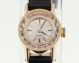 Omega Ladies 18k Yellow Gold Dress Watch w/ Leather Band Mov #580 - £1,185.58 GBP