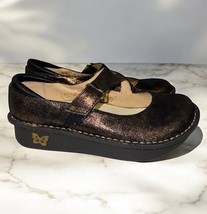 Alegria Dayna Day Bronze Gold Leather Peek-A-Boo Mary Jane Shoes Clogs 3... - $35.73