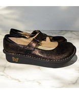 Alegria Dayna Day Bronze Gold Leather Peek-A-Boo Mary Jane Shoes Clogs 3... - $48.86 CAD