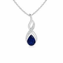 Authenticity Guarantee 
ANGARA Blue Sapphire Infinity Swirl Pendant with Diam... - £697.11 GBP