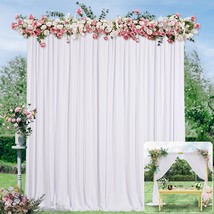 10 ft x 10 ft White Backdrop Curtain for Parties Polyester White Photo Backdrop  - £41.14 GBP