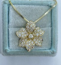 2Ct Diamante Talla Redonda Lab-Created Colgante de Flor 14K Acabado Oro Amarillo - £125.98 GBP