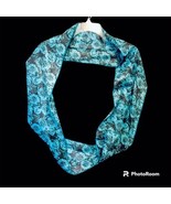 Justice Girls One Size Turquois &amp; Gray Metallic Thread Roses Infinity Scarf - €5,16 EUR