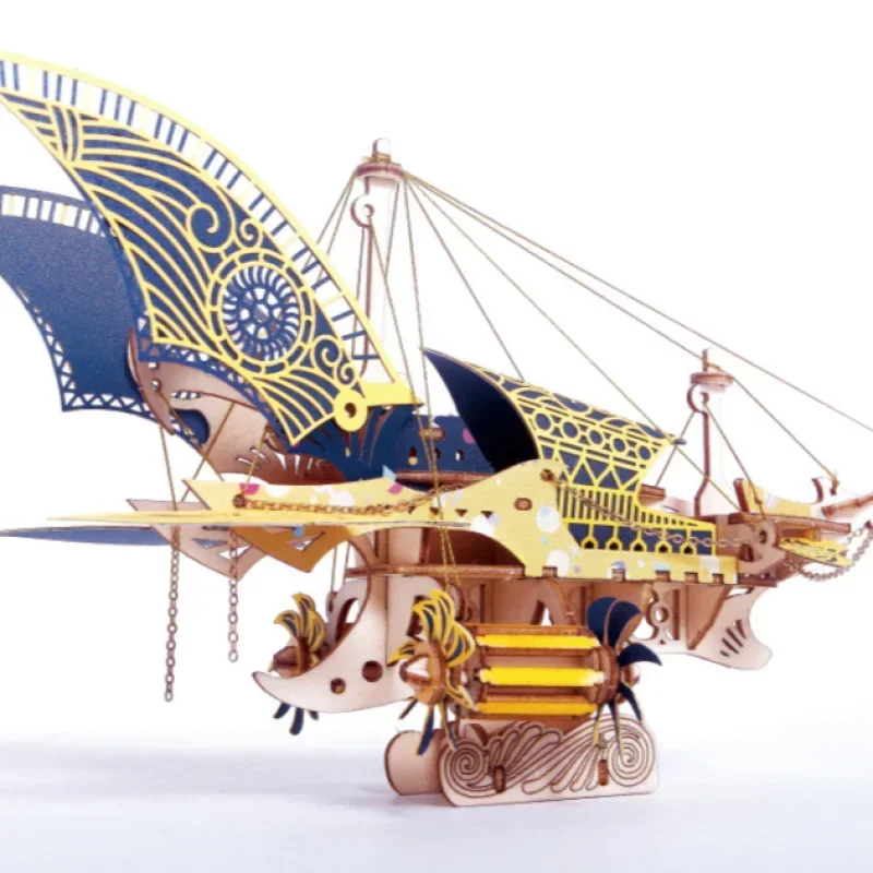 DIY Steampunk Fantasy Epic Style Spaceship 3D Wooden Puzzle Toy Model Building - £20.64 GBP
