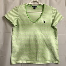 Ralph Lauren Youth Girls T-Shirt Medium M Green White Striped - £3.94 GBP