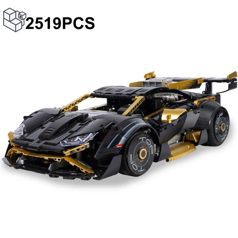 2519PCS Technical 1:10 Black Gold STO Super Speed Sports Car Building Bloc - £127.80 GBP