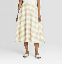 Who What Wear Women&#39;s Plaid Midi Circle Skirt Beige Sizes 2, 6, 8, 16 NWT  - £14.26 GBP