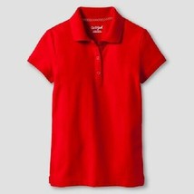 Cat &amp; Jack Girls&#39; Pique Stain Resist Polo Shirt Red Size Medium 7/8 NWT - £5.50 GBP