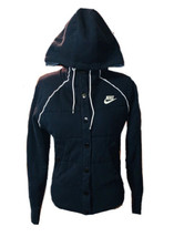 Black hooded winter Nike women&#39;s jacket Sz M 8-10 Coat - £31.47 GBP