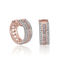 2.20ct Pink Diamonds Earrings 18K All Natural Princess Cut Rose Gold VS2-SI2 - £4,648.48 GBP