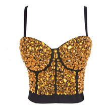 Burning Man Rave Festival Gold Rhinestones Black Party Bustier Corset To... - $48.00