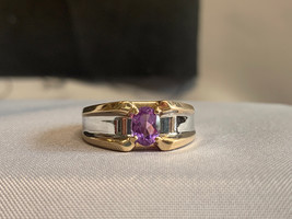 14K Yellow Gold Ring Amethyst Color Stone 4.47g Size 10.75 - £284.01 GBP
