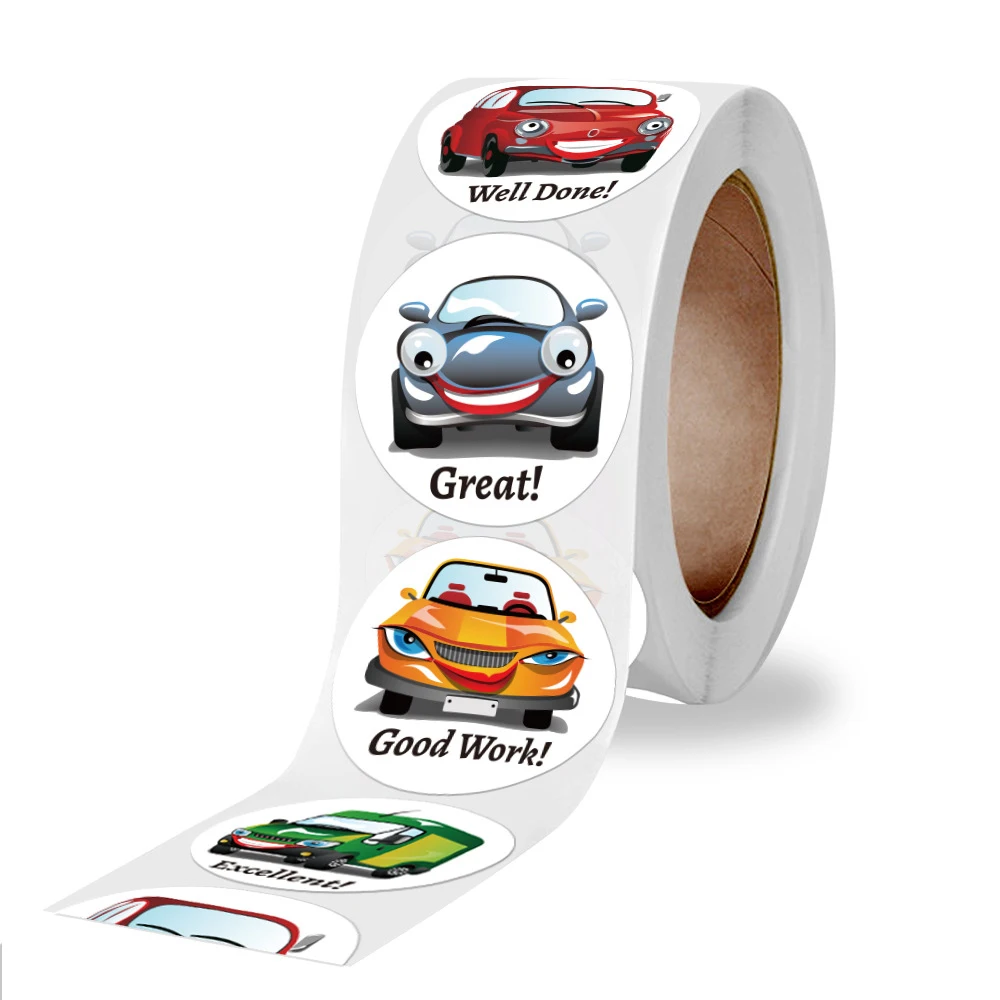 Play 50-500Pcs Car Stickers for Play Reward Stickers School Bus Car 8 Designs Bi - £23.15 GBP