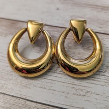 Vintage Monet Clip On Earrings Large Statement Gold Tone - Loose Clips - £9.37 GBP