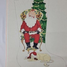 Handpainted Needlepoint Canvas Sleeping Santa Dog Strictly XMAS Stocking... - $6,051.14 MXN