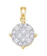 14kt Yellow Gold Womens Princess Diamond Cluster Pendant 1 Cttw - £1,426.59 GBP