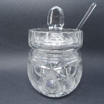 Ofnah Crystal Jam Jelly Mustard Jar with Lid &amp; Spoon made in Poland - $32.66