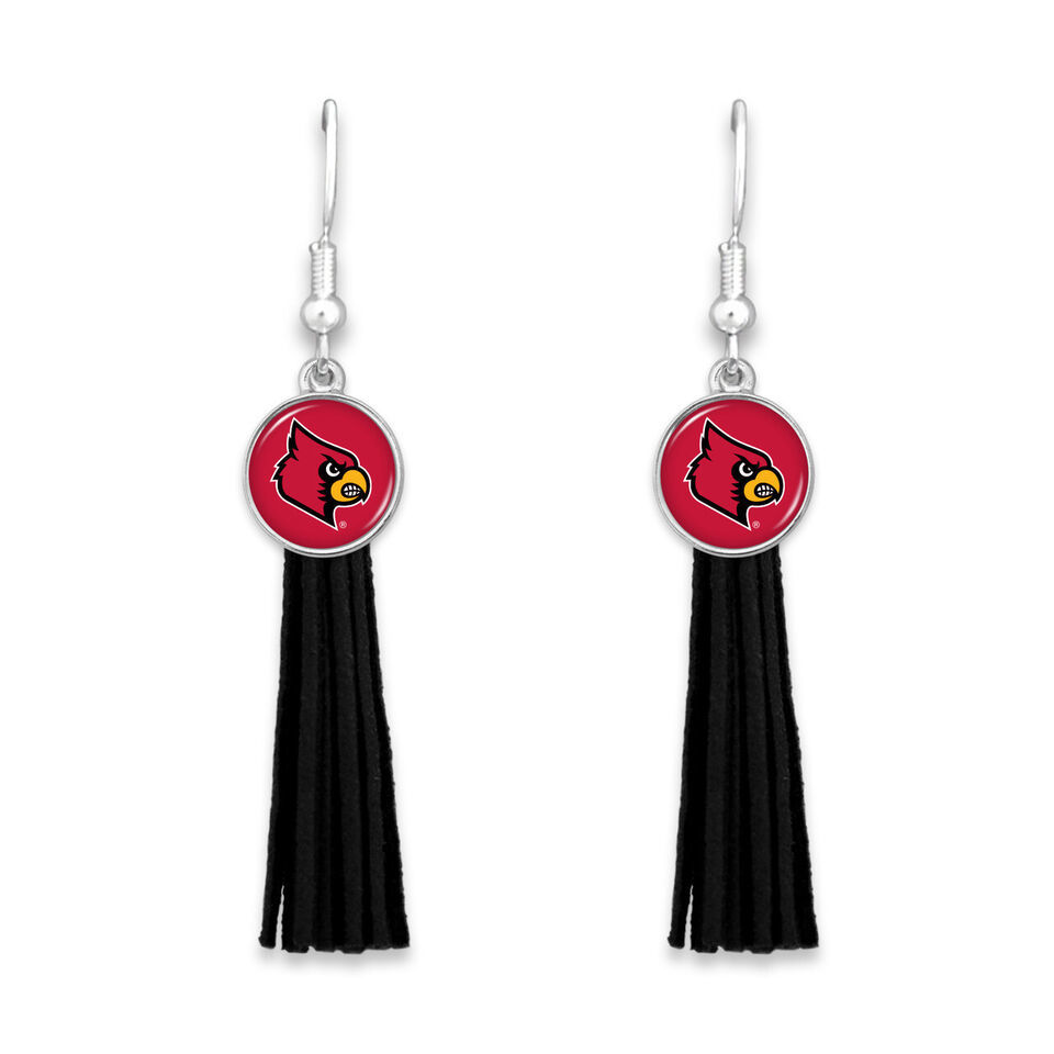 40071 From the Heart Louisville Cardinals Harper Red and Black Tassel Earrings