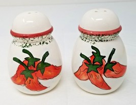 Salt and Pepper Shakers Red Chili Pepper Bulbous Vintage  - $11.35