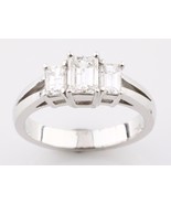1,36 Karat Smaragdschliff 3-Steine Diamant 18K Weißgold Verlobungsring G... - $4,972.51