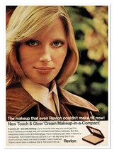 Revlon Touch &amp; Glow Cream Makeup-in-a-Compact Vintage 1972 Full-Page Mag... - £7.63 GBP