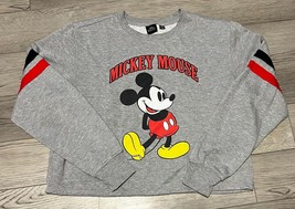 Disney Women’s Mickey Mouse Gray Cropped Sweatshirt Large - £13.91 GBP