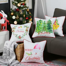 Decorative Christmas Themed Throw Pillow Cover Square 18 In. X 18 In. Multi-Colo - £36.62 GBP