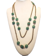 Crown Trifari Necklace Waterfall Companion Faux Green Jade Lucite Bead 5... - €130,22 EUR