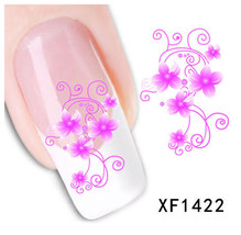 Nail Art Water Transfer Sticker Decal Stickers Pretty Flowers Pink XF1422 - £2.39 GBP