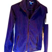 Eddie Bauer Women&#39;s Fleece Jacket Solid Blue Full Zip Front Pockets Mock... - $19.79