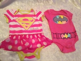 Size 3 6 mo DC Comics Supergirl dress Batgirl outfit lot of 2 pink - £16.97 GBP