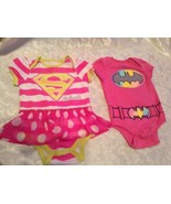 Size 3 6 mo DC Comics Supergirl dress Batgirl outfit lot of 2 pink - £17.07 GBP