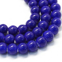 50 Glass Beads 8mm Dark Blue Bulk Jewelry Supplies Round Glossy - £5.44 GBP