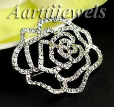 Victorian 2.50ct Rose Cut Diamond Rose Shape Wedding Brooch Christmas We... - £474.91 GBP