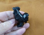 (Y-CHI-RO-572) little Black onyx ROOSTER game bird hen gemstone FIGURINE... - $18.69