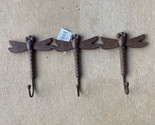 Brown Cast Iron Dragonfly Wall Hook with 3  Hooks - $27.54