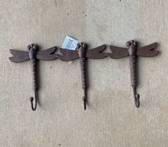 Brown Cast Iron Dragonfly Wall Hook with 3  Hooks - $27.54