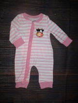 NEW Baby Girls Farm Cow Pink Romper Pajamas Sleeper 0-3 Months - £10.34 GBP