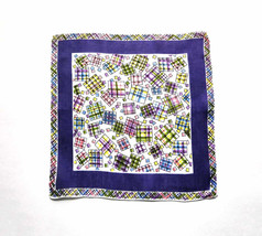 Colorful 1950s Confetti Boxes Handkerchief White Background Roll Hem 17&quot;... - £12.70 GBP
