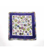 Colorful 1950s Confetti Boxes Handkerchief White Background Roll Hem 17&quot;... - £12.60 GBP