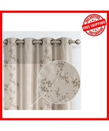 Luxury Floral Embroidered 63 Inch Grommet Top Curtains - Light Filtering... - $77.12 CAD
