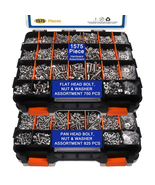 1575pc Stainless Steel Nuts Bolts &amp; Washer Assortment Kit – Pan &amp; Flat Head - $66.34