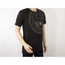 Mens PLATINI Sports Shirt With Rhine Stones Lion Medallion Chain SS3612 Black image 3