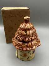 Votive Birdhouse Ewe&#39;s View #6665 Ceramic Flowers Dragonfly Brown Cream Color - £7.84 GBP