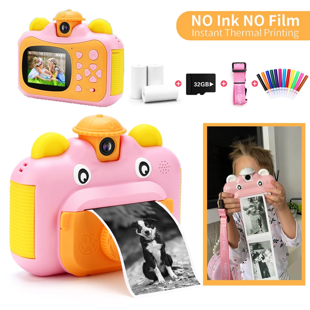 Kids Instant Print Camera Thermal Printing Camera for Children 1080P HD Video - £23.79 GBP+