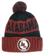 Alabama Men&#39;s Cuffed Winter Knit Pom Beanie Hat Black/Crimson Stars - £11.95 GBP