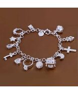 925 Silver Fashion Thirteen Hanging Bracelets - $459.28 MXN