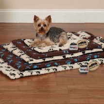 Dog Beds Ivory &amp; Black Pawprint Crate Mats Warm Berber Therma Pet Choose Size - £19.02 GBP